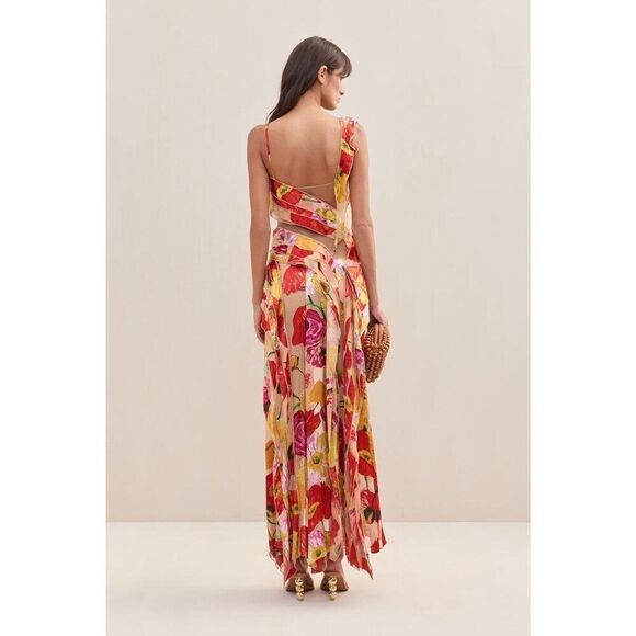 NWT Cult Gaia Whitney Gown Silk Floral Tiered Maxi Dress Size XS - Picture 5 of 13